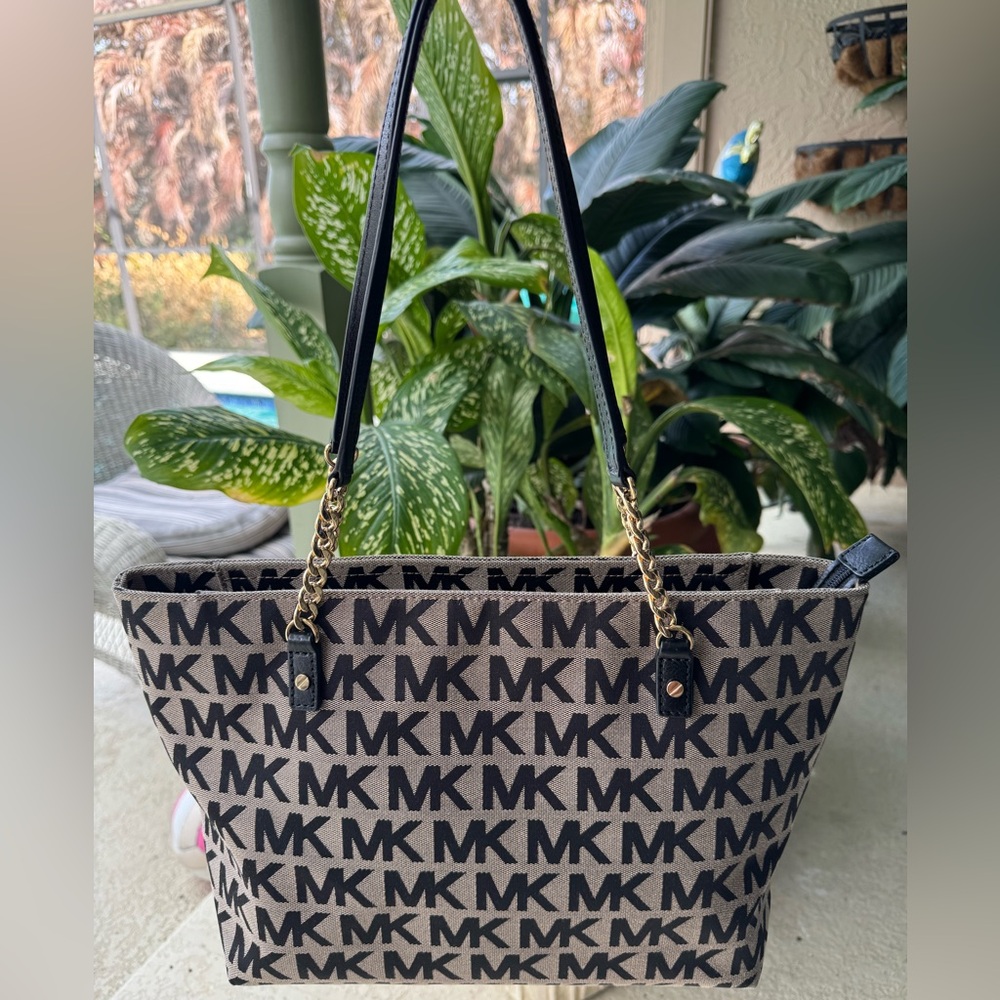 Michael Kors Signature Black and Tan Tote